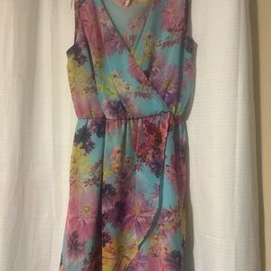 Peppermint Floral Sleeveless Multicolor Dress